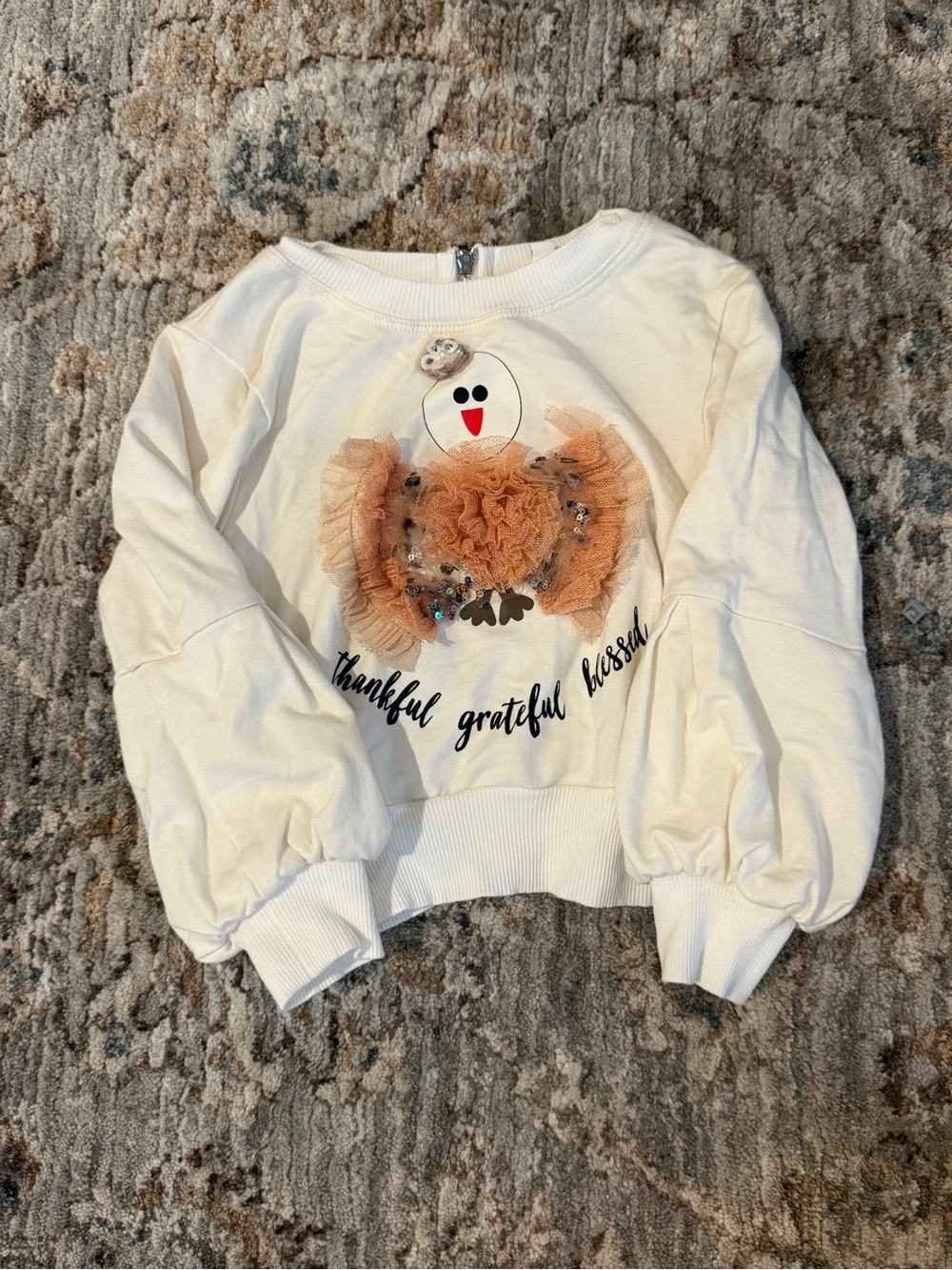 Truly Me by Sara Sara Thanksgiving Turkey Tulle Zip Hoodie Size 2T